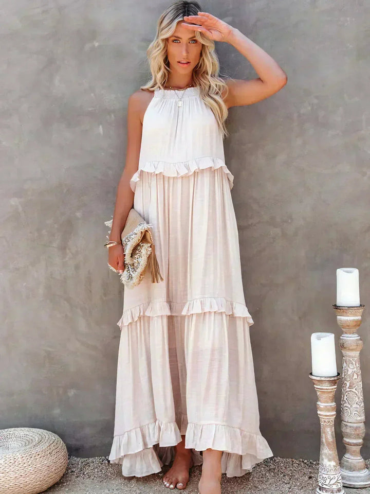 Hayley - Elegante Vestido Sin Mangas Con Volantes