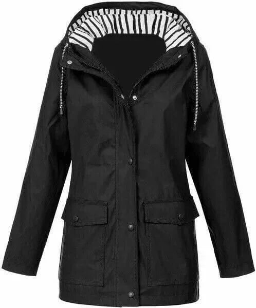 Ilektra - Elegante Manga Larga Impermeable Capuchado Chaqueta
