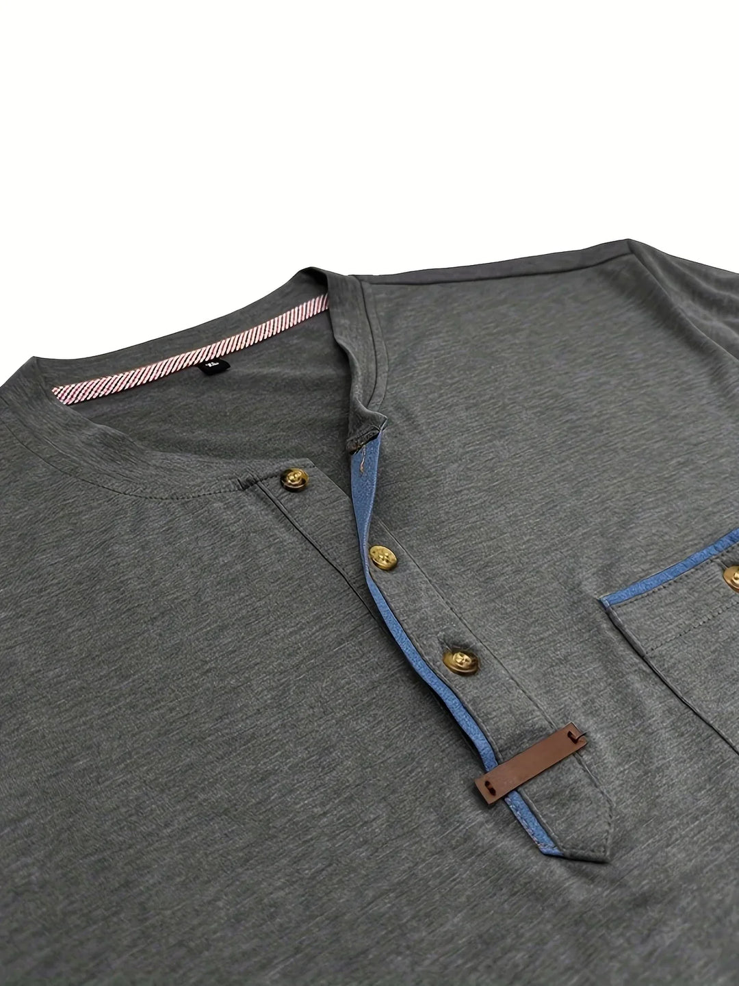 Saxon - Camiseta Elegante De Cuello Redondo Con Bolsillo