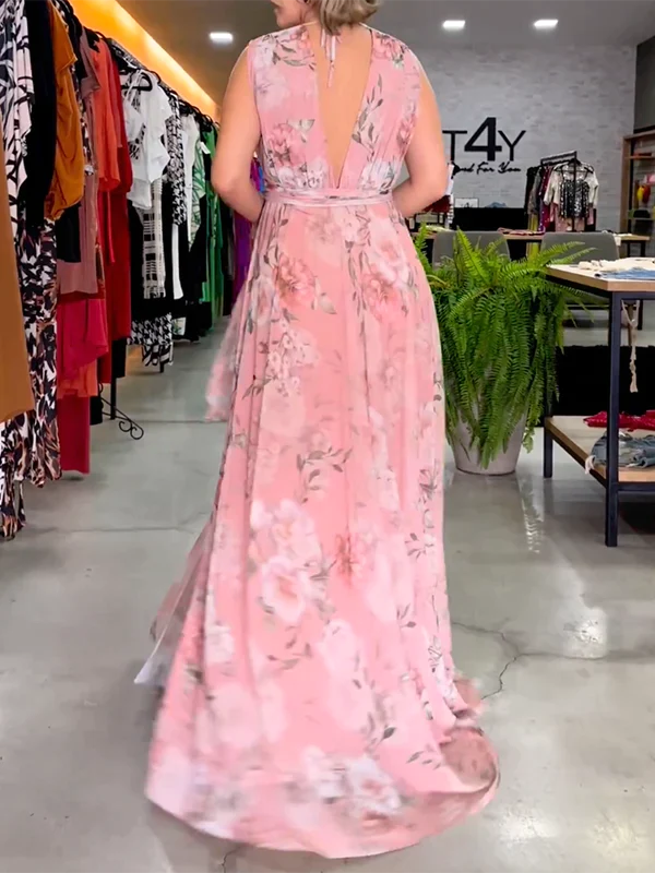 Latifah - Elegante Vestido Largo Con Cuello En V