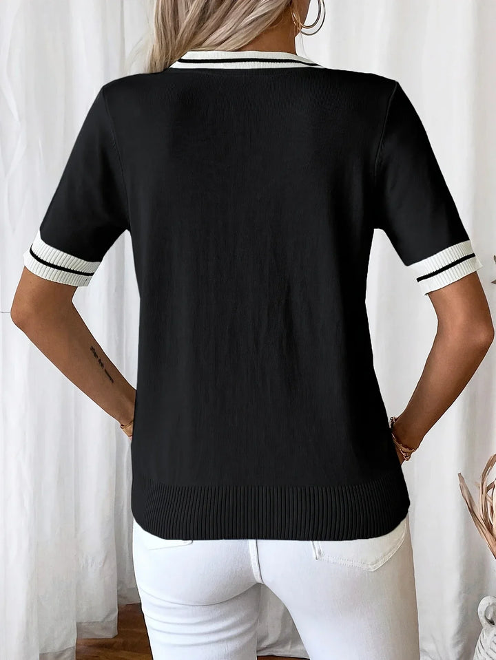 Brunella - Elegante Top De Punto Con Cuello En V