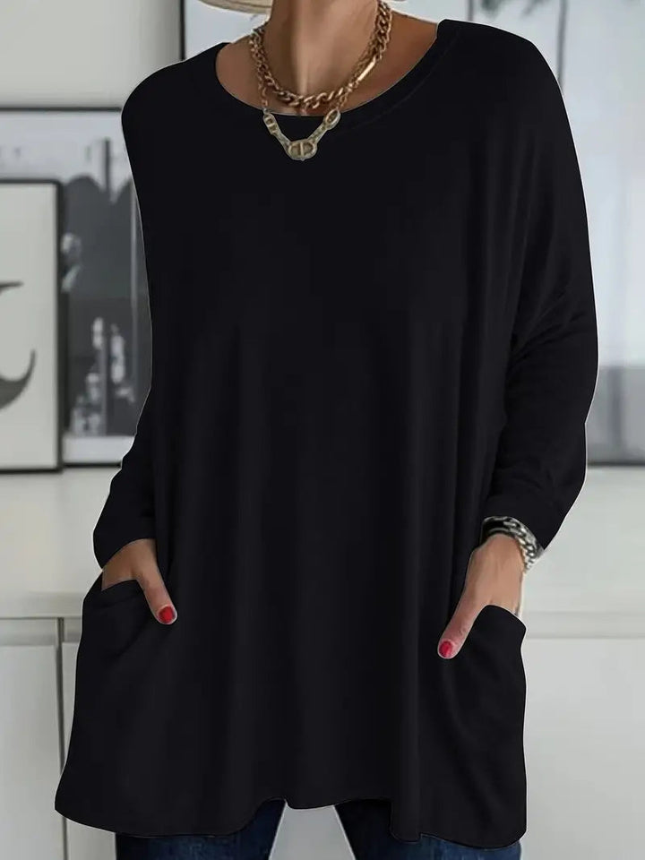 Noryn - Jersey Oversize Con Cuello Redondo y Bolsillos