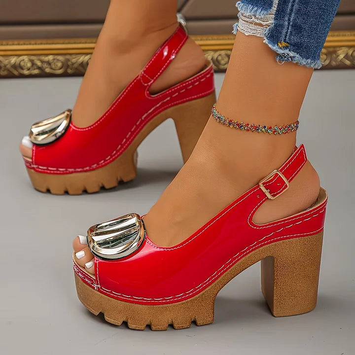 Megyn - Zapatos de Salón Con Hebilla Metálica de Estilo Vintage