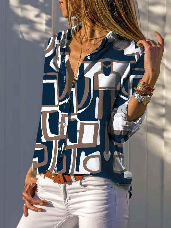 Fizana - Camisa Informal De Gasa Con Estampado Geométrico