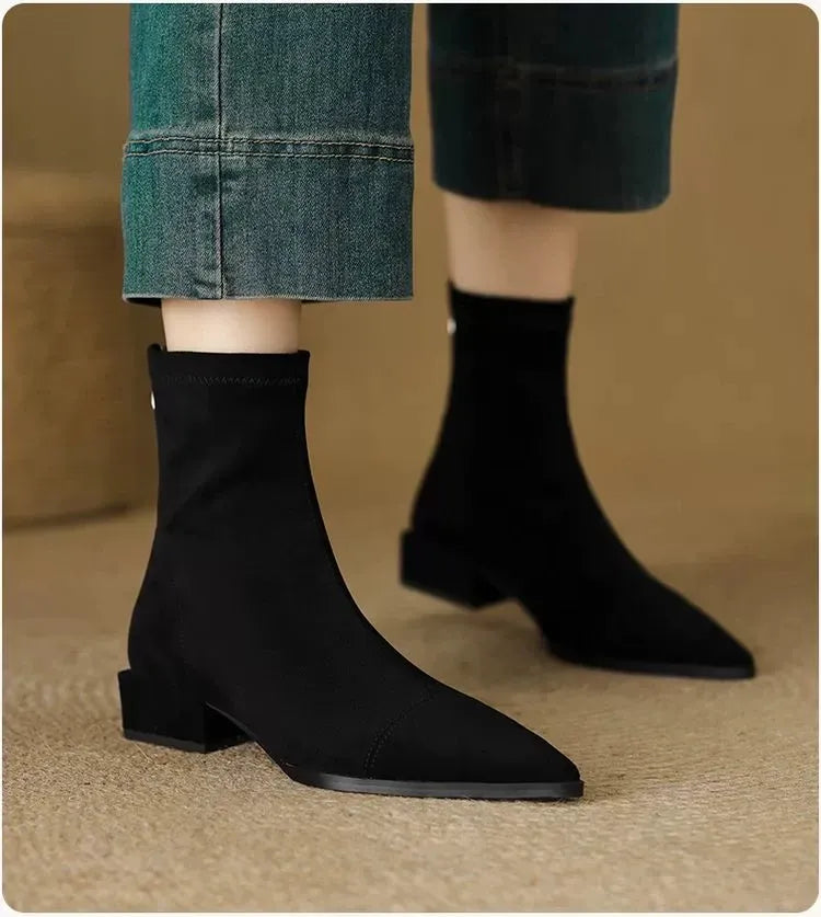 Jerlina - Botines De Ante Con Puntera Puntiaguda
