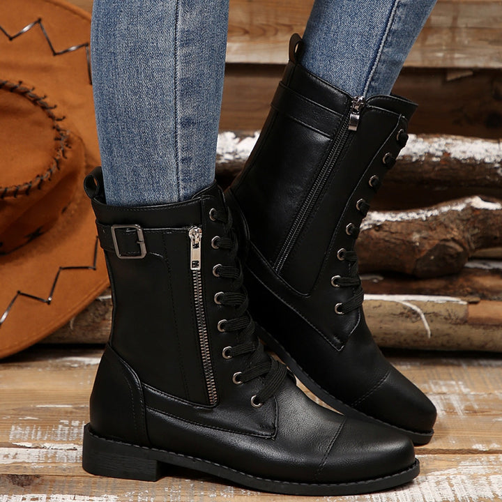 Kareema - Cómodas Botas De Cuero Con Cremallera Lateral