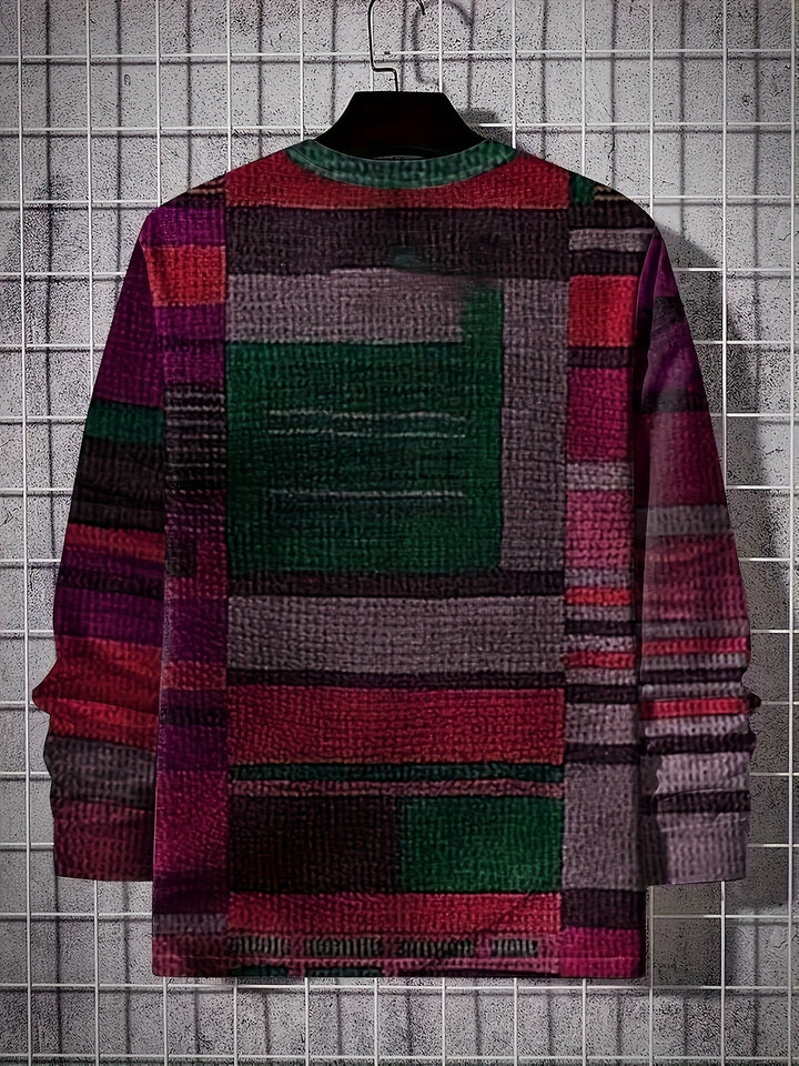 Calvin - Manga Larga Camiseta Con Patrón De Bloques