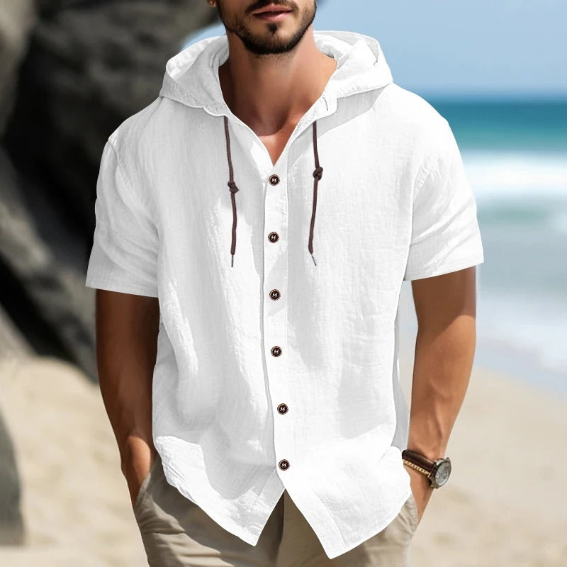 Osvaldo - Cómoda Camiseta Con Capucha Y Manga Corta