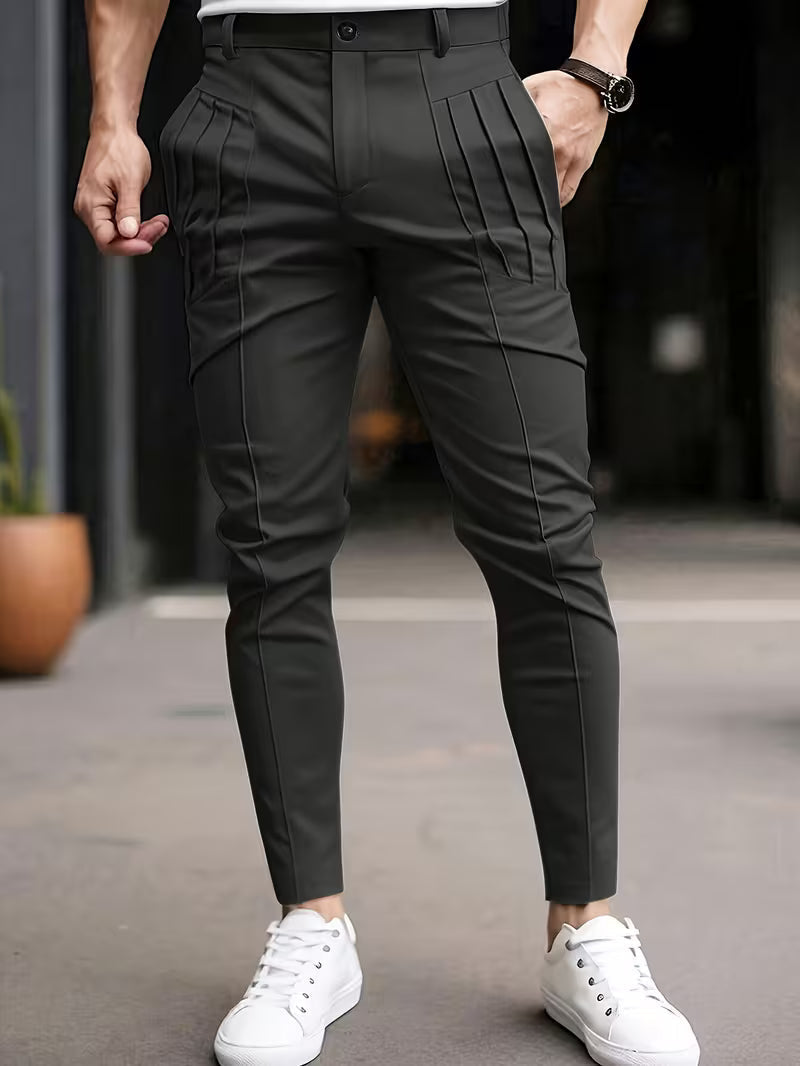 Altmann - Pantalones de Corte Ajustado Con Pliegues y Bolsillos