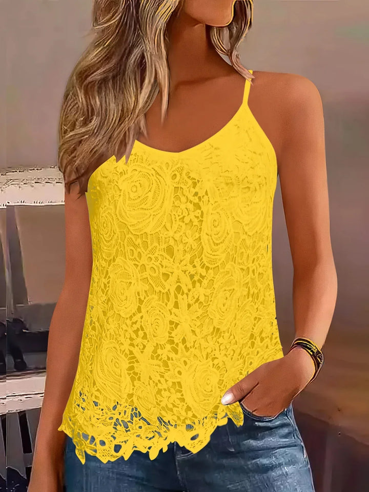 Juna - Elegante Sin Mangas Enlace Top Con Cuello En V