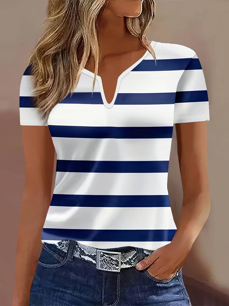 Kiley - Elegante Camiseta De Manga Corta a Rayas
