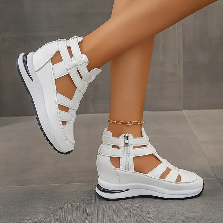 Souad - Sandalias De Cuña Elegantes Ligeras Con Cremallera Lateral
