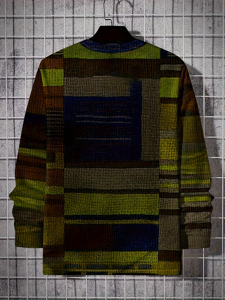 Calvin - Manga Larga Camiseta Con Patrón De Bloques