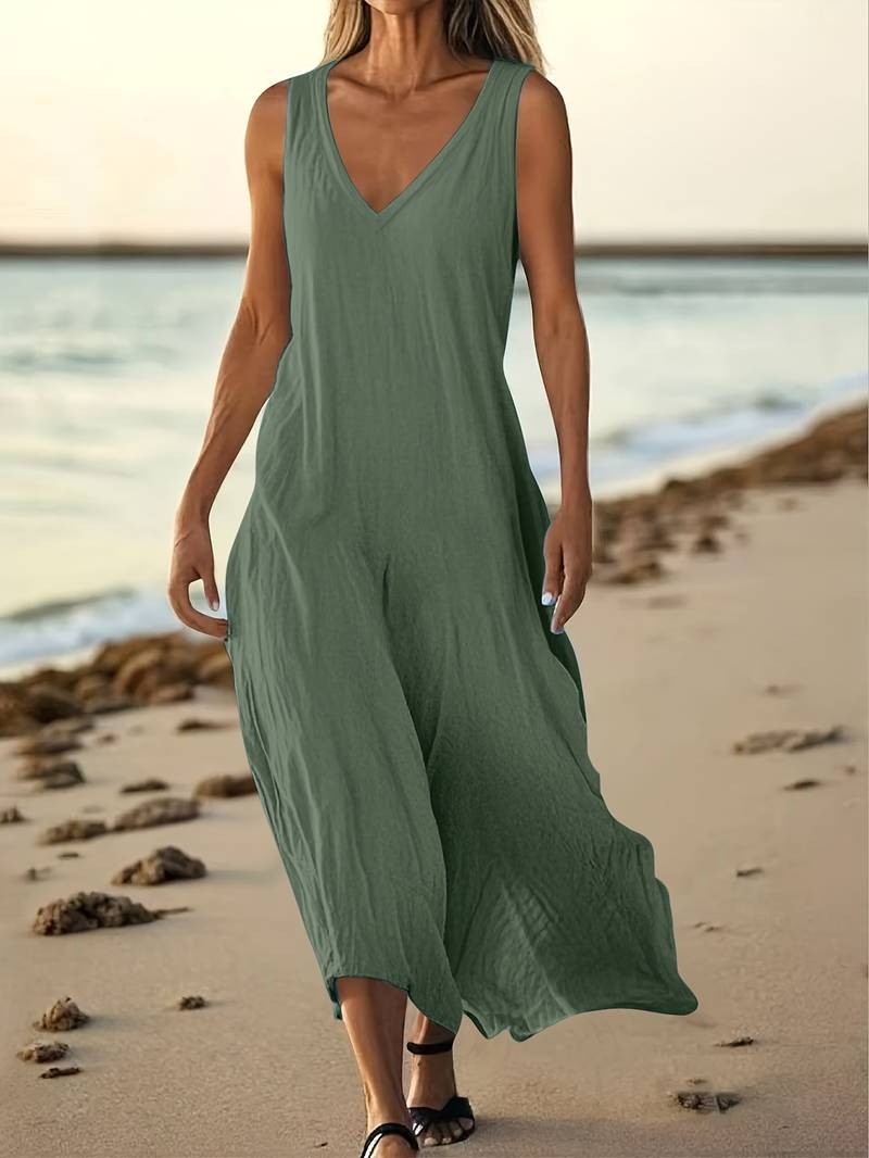 Brina - Elegante Vestido Largo Sin Mangas Con Cuello en V