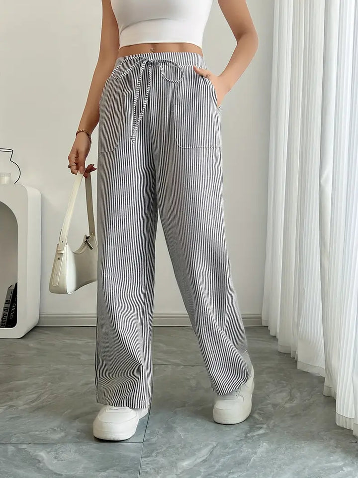 Alina - Pantalón Elegante A Rayas Con Bolsillos