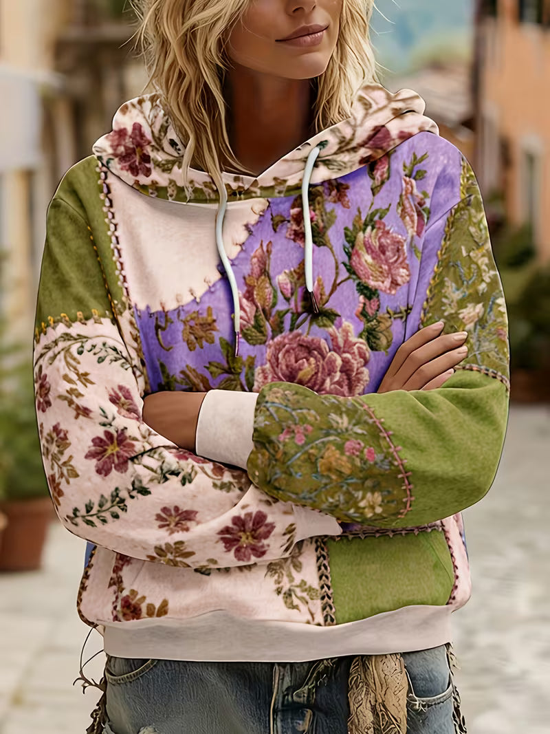 Norella - Sudadera Con Capucha De Manga Larga Y Diseño Floral De Patchwork