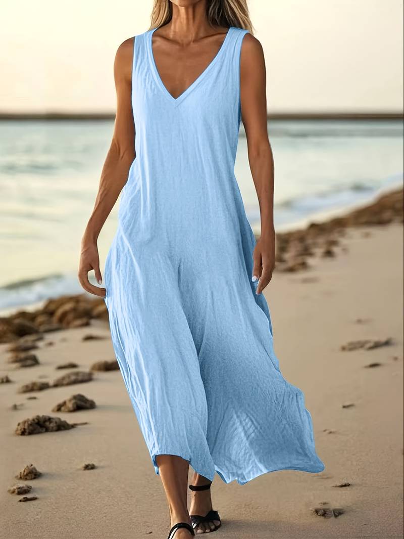 Brina - Elegante Vestido Largo Sin Mangas Con Cuello en V