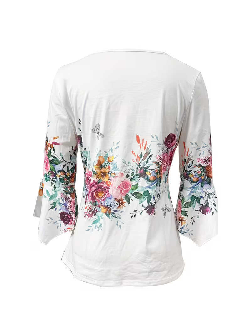 Judita - Blusa Con Estampado Floral y Cuello En V