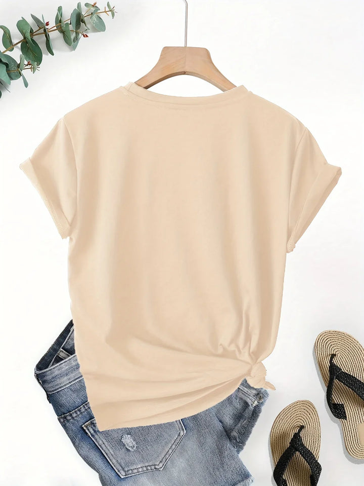 Larson - Informal Manga Corta Camiseta Con Estampado De Corazones