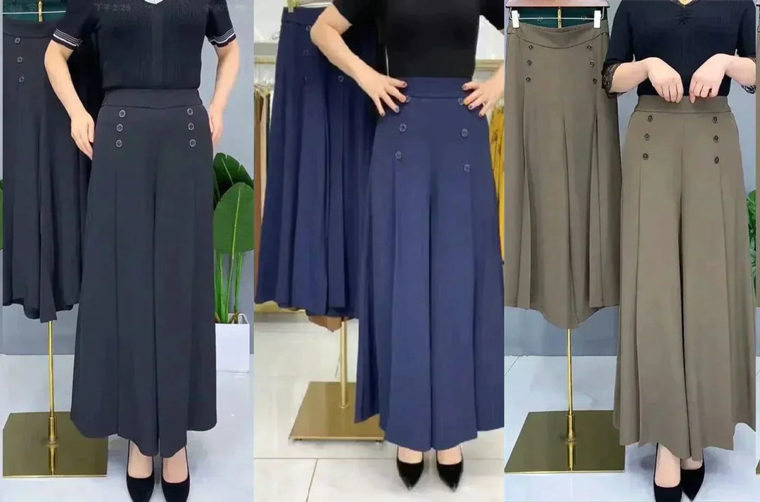 Malou - Elegante Pantalón de Pata Ancha Plisado