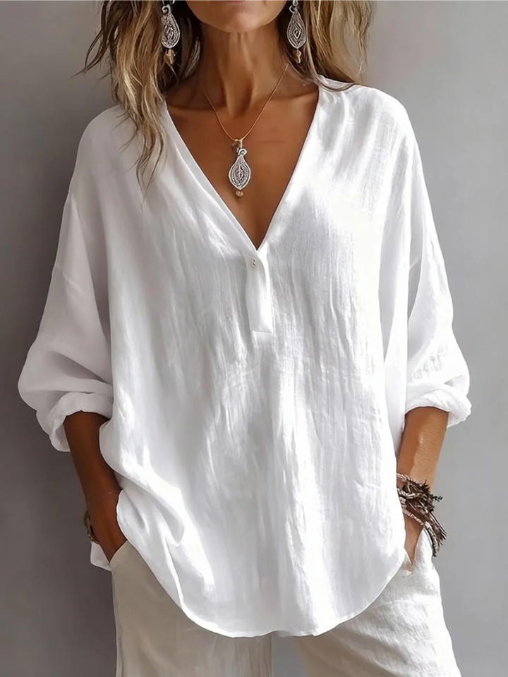 Melna- Blusa Elegante Con Cuello En V