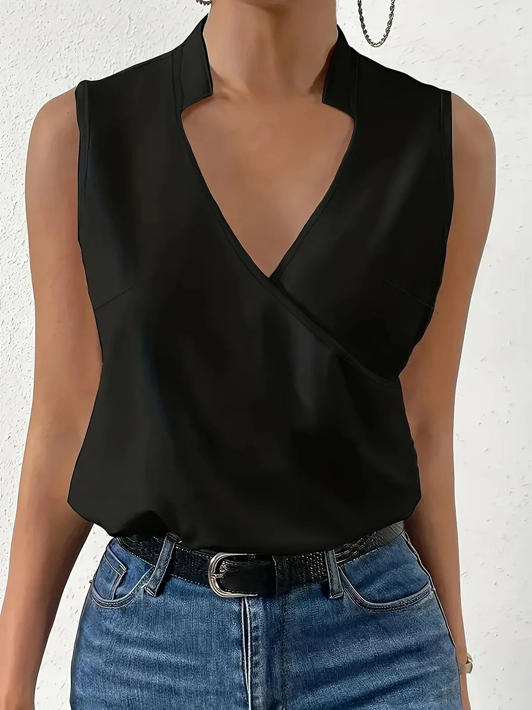 Cebulska - Elegante Sin Mangas Sobrepelliz Blusa