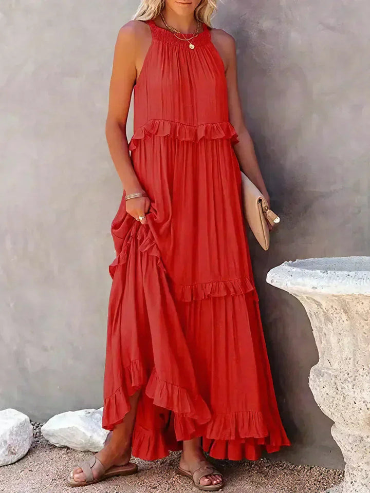 Hayley - Elegante Vestido Sin Mangas Con Volantes