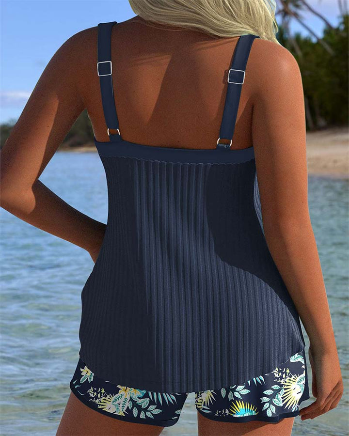 Elvia - Elegante Conjunto De Tankini Con Estampado Floral