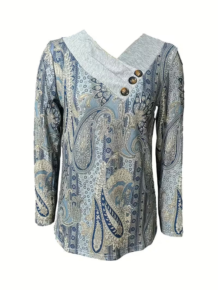 Vinja - Top Con Cuello Vuelto Y Estampado De Paisley