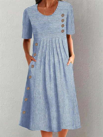 Archita - Elegante Vestido Midi a Rayas