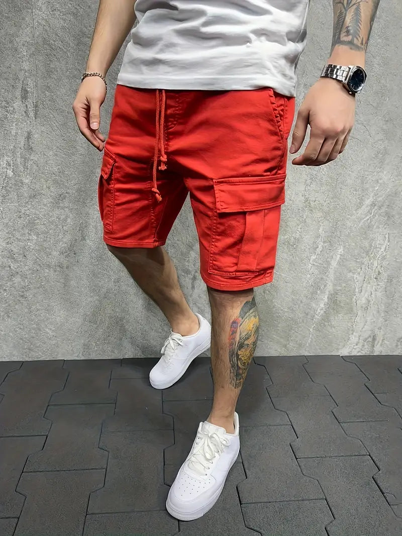 Jelte - Pantalones Cortos Cargo Informales Sin Elasticidad y Con Cordón