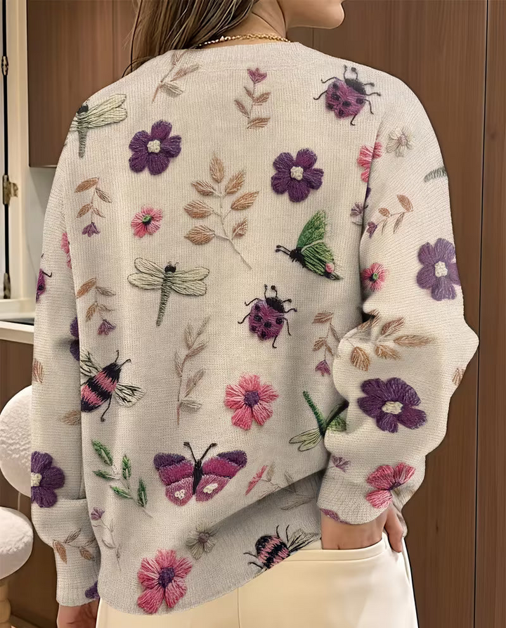 Nigella - Jersey Informal Con Estampado Floral Y De Insectos