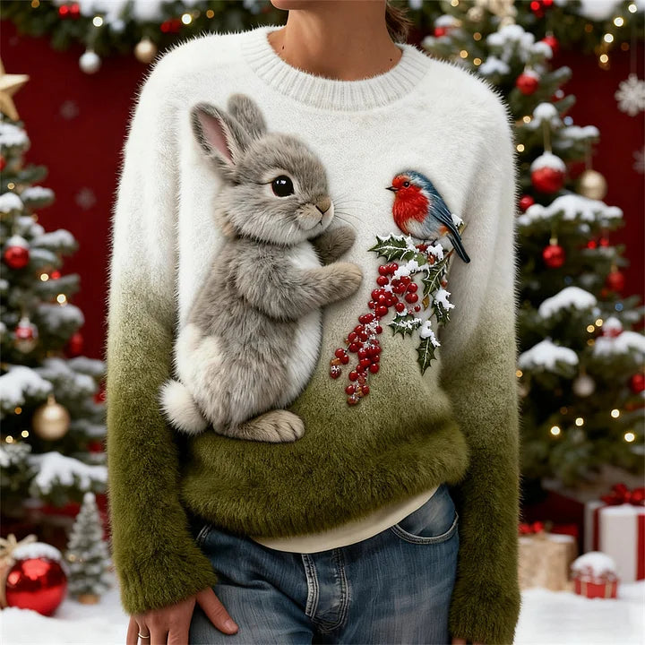 Suzette - Jersey De Felpa Con un Conejo Navideño