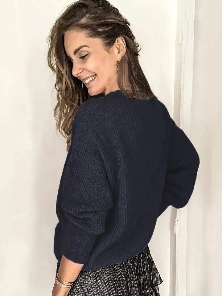 Rozelyn - Elegante jersey De Cuello En V Con Tejido De Trenzado