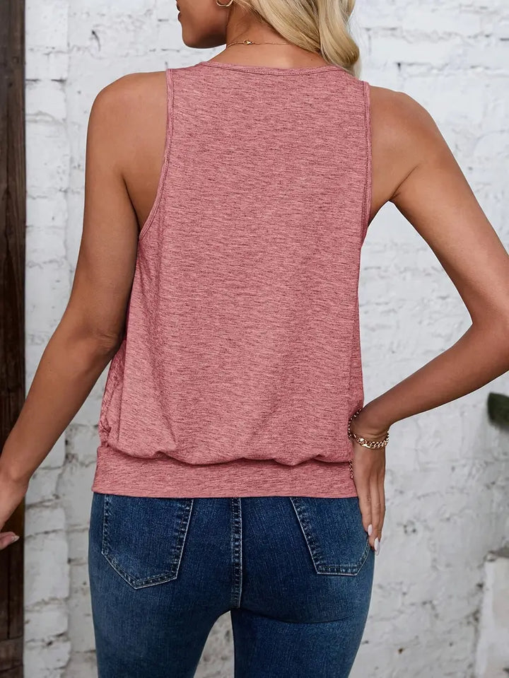 Afroditi - Camiseta Casual De Punto Con Cuello En V