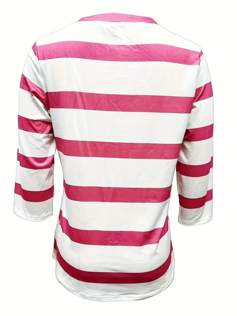 Dakota - Camiseta Informal Con Cuello En V Y Estampado A Rayas