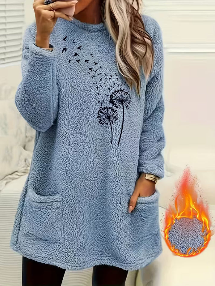 Zibija - Sudadera De Forro Polar Con Estampado De Diente De León