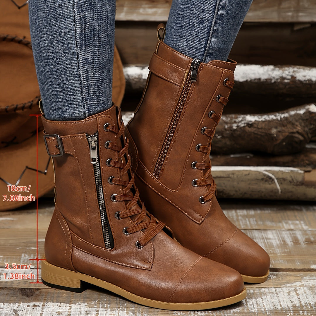 Kareema - Cómodas Botas De Cuero Con Cremallera Lateral