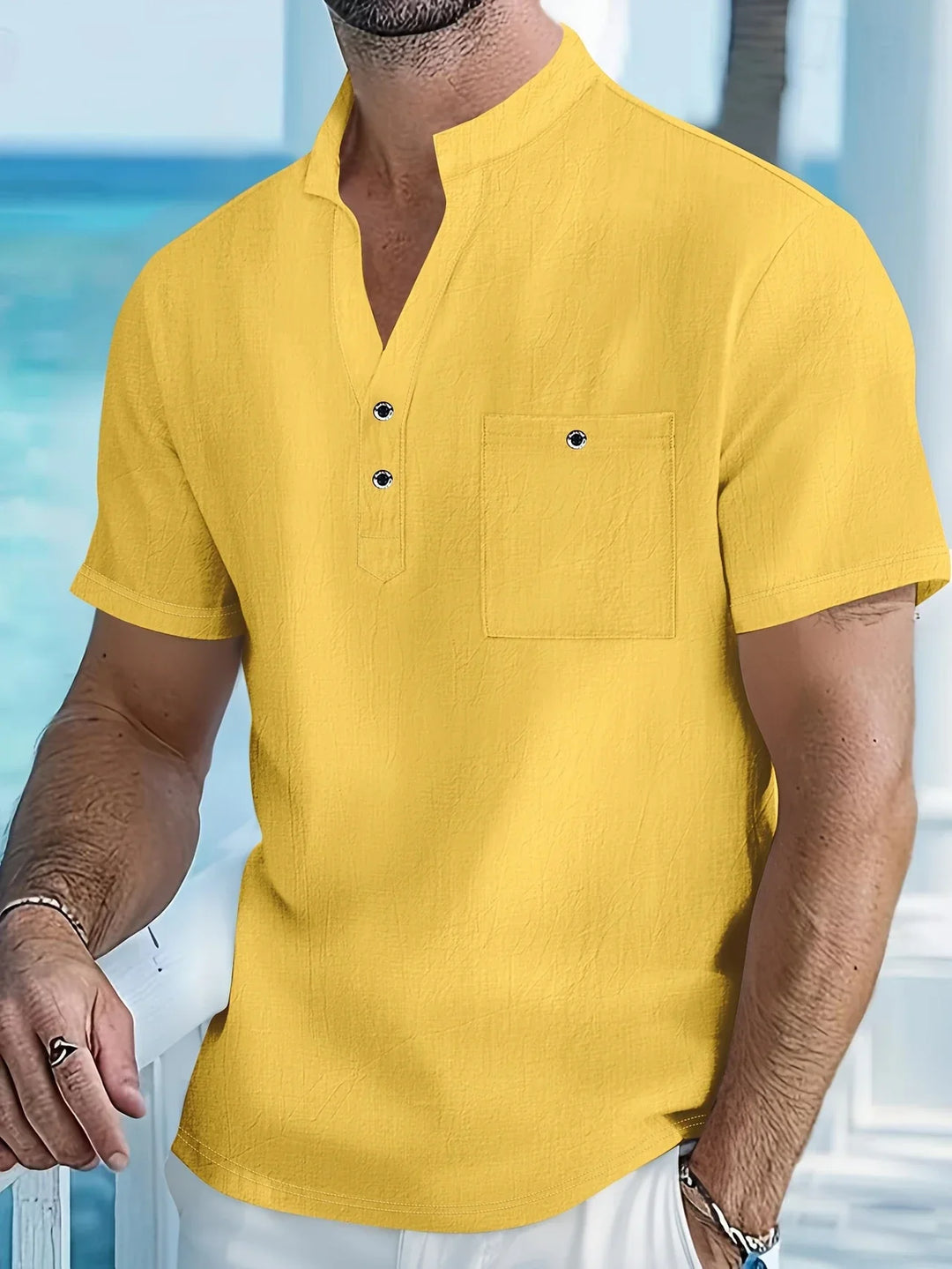 Markos - Camisa Informal De Manga Corta Con Botones