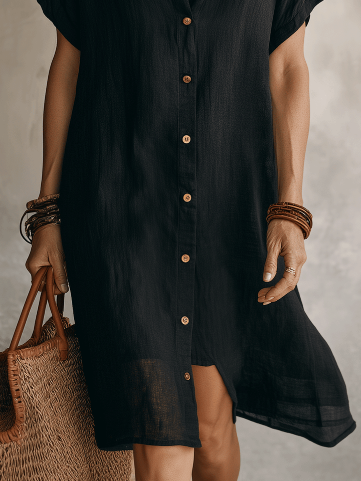 Nilisha - Vestido Camisero Midi De Lino y Algodón