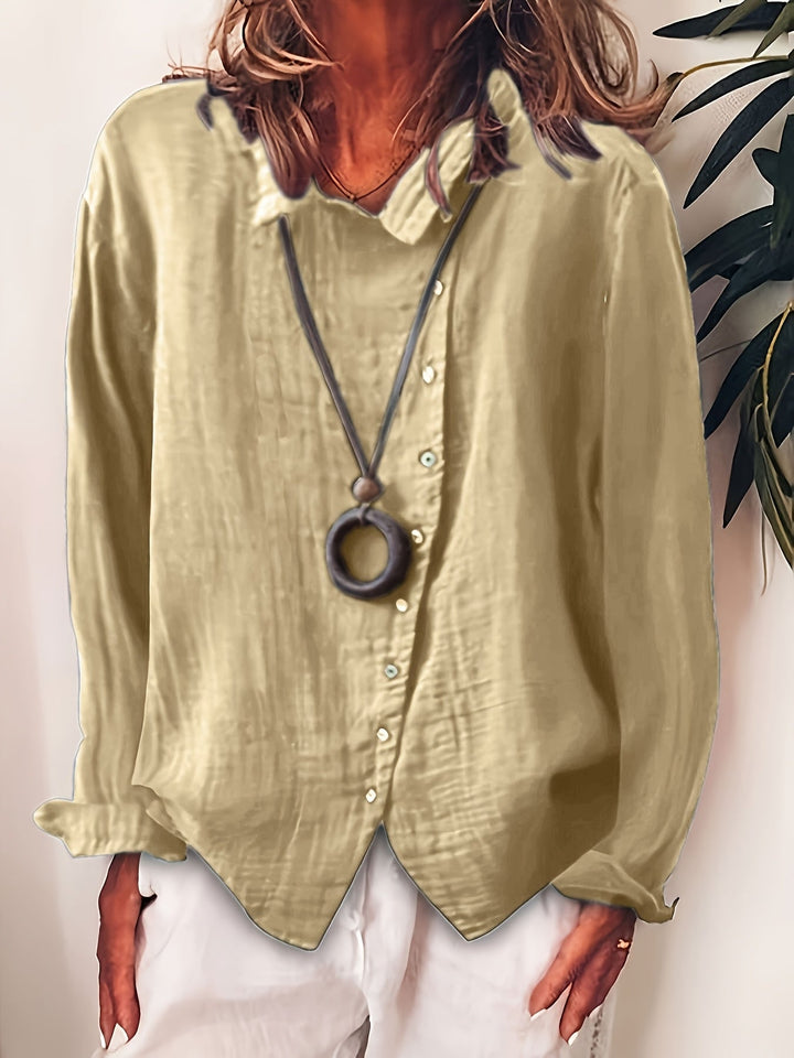 Ristia - Blusa Informal De Manga Larga Con Botones