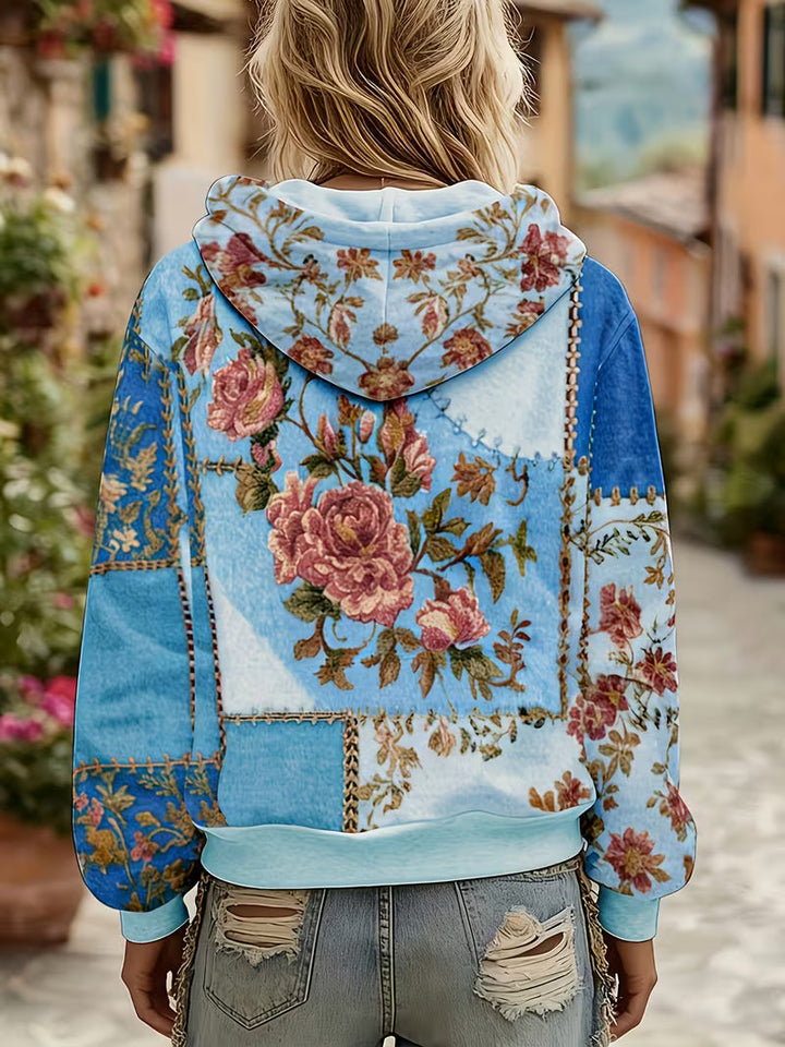 Norella - Sudadera Con Capucha De Manga Larga Y Diseño Floral De Patchwork