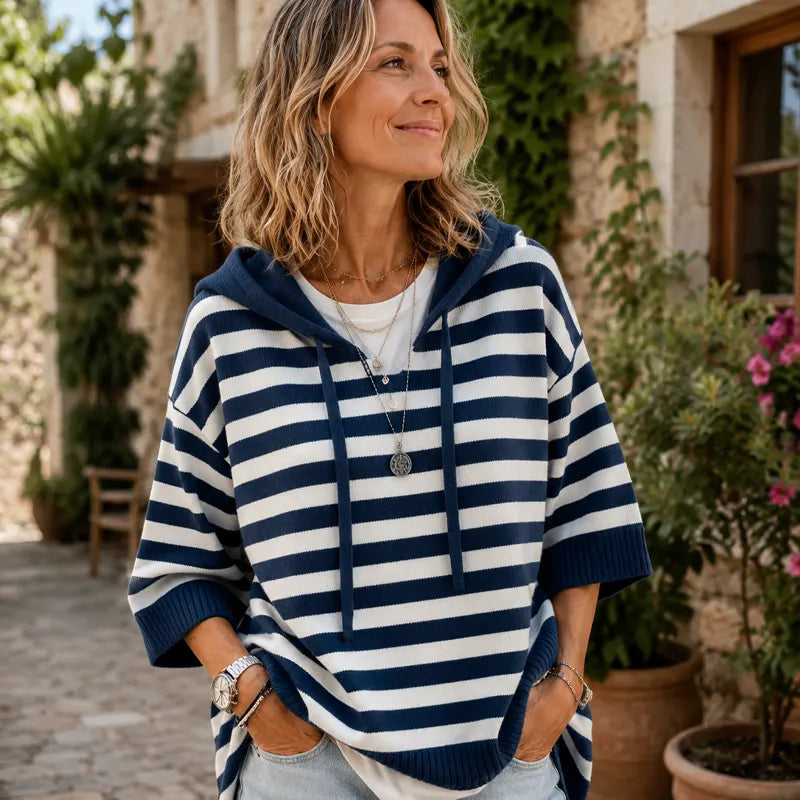 Kiera - Sudadera Con Capucha a Rayas De Corte Holgado
