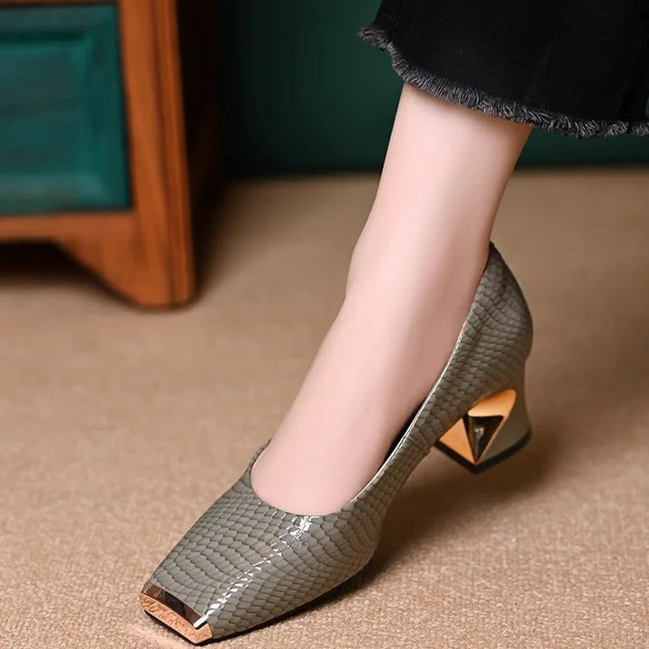 Merja - Zapatos De Salón Con Estampado De Piel De Serpiente Y Tacón Grueso