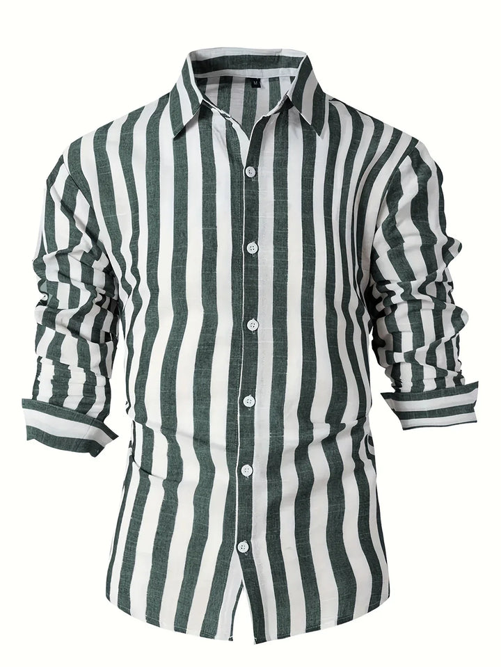 George - Camisa Elegante De Manga Larga a Rayas
