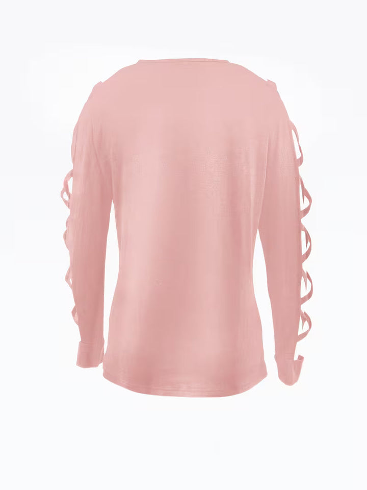 Yoonju - Camisa De Manga Larga Con Aberturas Y Mangas Entrecruzadas