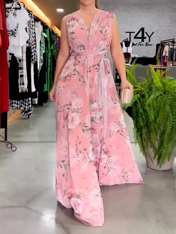 Latifah - Elegante Vestido Largo Con Cuello En V