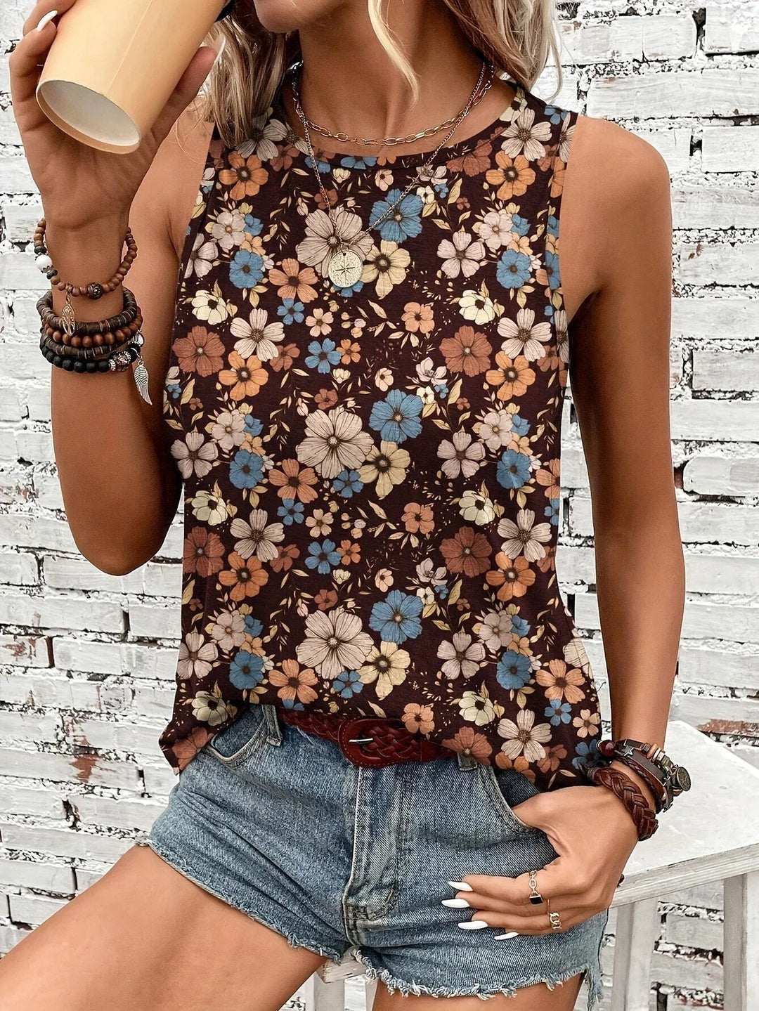 Lilou - Top Informal De Verano Con Estampado Floral