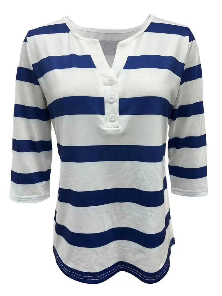 Dakota - Camiseta Informal Con Cuello En V Y Estampado A Rayas
