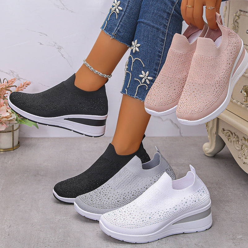 Loretha - Zapatillas Ortopédicas Con Cuña y Malla Cristalina